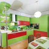 Салатові кухні (74 фото): особливості кухонного гарнітура салатового кольору в інтер’єрі кухні, варіанти дизайну шпалер в салатових тонах