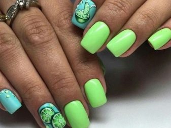Салатовий манікюр (106 фото): дизайн нігтів яскраво-салатового і ніжно-салатового кольору з білим лаком
