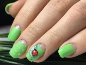 Салатовий манікюр (106 фото): дизайн нігтів яскраво-салатового і ніжно-салатового кольору з білим лаком