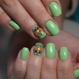 Салатовий манікюр (106 фото): дизайн нігтів яскраво-салатового і ніжно-салатового кольору з білим лаком