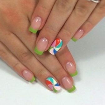 Салатовий манікюр (106 фото): дизайн нігтів яскраво-салатового і ніжно-салатового кольору з білим лаком