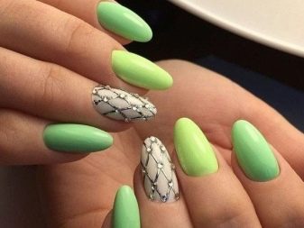 Салатовий манікюр (106 фото): дизайн нігтів яскраво-салатового і ніжно-салатового кольору з білим лаком