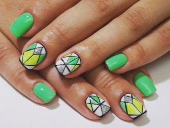 Салатовий манікюр (106 фото): дизайн нігтів яскраво-салатового і ніжно-салатового кольору з білим лаком