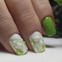 Салатовий манікюр (106 фото): дизайн нігтів яскраво-салатового і ніжно-салатового кольору з білим лаком