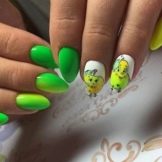 Салатовий манікюр (106 фото): дизайн нігтів яскраво-салатового і ніжно-салатового кольору з білим лаком
