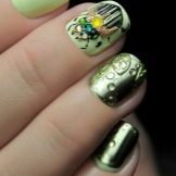 Салатовий манікюр (106 фото): дизайн нігтів яскраво-салатового і ніжно-салатового кольору з білим лаком