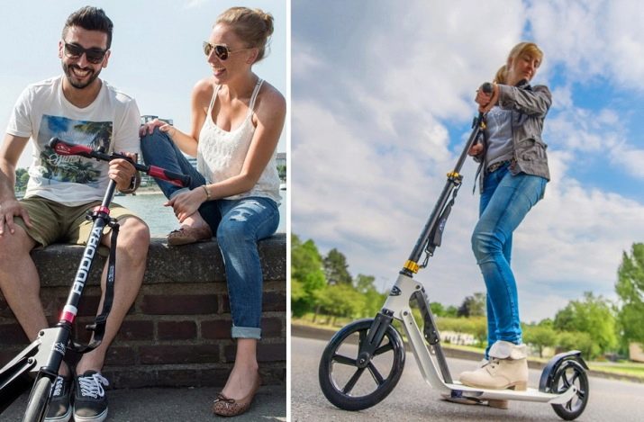 Самокат з великими колесами (44 фото): вибираємо моделі з широкими колесами і амортизаторами до 100 кг та інші самокати
