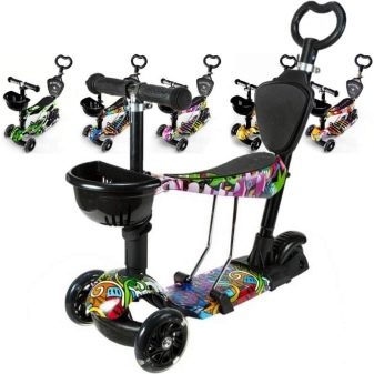 Самокати 5 в 1: дитячі самокати беговелы «Божа корівка» з батьківською ручкою та інші моделі. Як їх зібрати? Відгуки