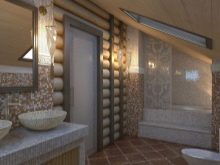 Санвузол у дерев’яному будинку (76 фото): дизайн кімнати в будинку з бруса на дачі, приклади обробки підлоги, схеми вентиляції