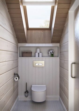 Санвузол у дерев’яному будинку (76 фото): дизайн кімнати в будинку з бруса на дачі, приклади обробки підлоги, схеми вентиляції