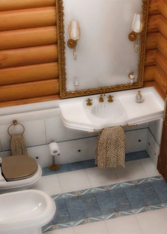 Санвузол у дерев’яному будинку (76 фото): дизайн кімнати в будинку з бруса на дачі, приклади обробки підлоги, схеми вентиляції