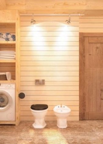 Санвузол у дерев’яному будинку (76 фото): дизайн кімнати в будинку з бруса на дачі, приклади обробки підлоги, схеми вентиляції
