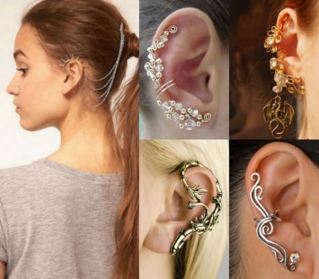 Сережки кафи (87 фото): як носити моделі на всі вухо із золота і срібла, як вони називаються і що це таке, види та відгуки