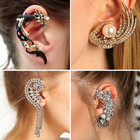 Сережки кафи (87 фото): як носити моделі на всі вухо із золота і срібла, як вони називаються і що це таке, види та відгуки