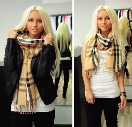 Шарф Барбері (52 фото): оригінальні моделі від Burberry, в клітку, як їх зав’язати, як відрізнити від підробки кашеміровий шарф