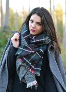 Шарф в клітку (87 фото): мода на великій картатий, шотландські шарфи, з чим носити моделі в чорно-білу клітинку