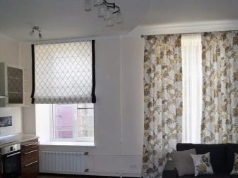 Штори на кухню-вітальню (49 фото): дизайн штор для кухні, суміщеної з вітальнею, з двома вікнами, варіанти фіранок для класичних і сучасних кухонь