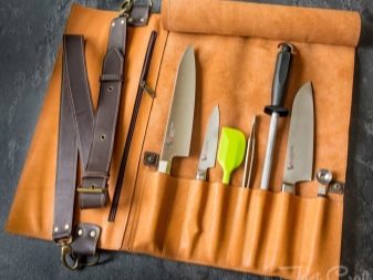 Скрутка для ножів: магнітні чохли для кухарських ножів, сумки і піхви з натуральної шкіри для кухонних ножів кухаря, інші моделі