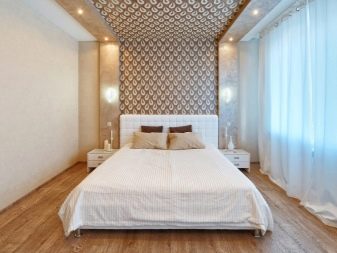 Стеля в спальні (62 фото): дизайн стелі з малюнком. Який стеля краще зробити? Дзеркальні дворівневі і красиві ширяють стелі