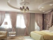 Стеля в спальні (62 фото): дизайн стелі з малюнком. Який стеля краще зробити? Дзеркальні дворівневі і красиві ширяють стелі
