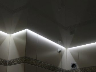 Стеля в туалеті (63 фото): натяжна однотонний і кольоровий стелю, обробка рейковими пластиковими панелями, підвісна стеля з гіпсокартону і інші варіанти