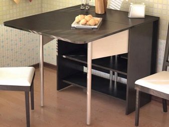 Столи-тумби для кухні (50 фото): кухонні моделі з висувними ящиками і полицями. Як підібрати стіл під раковину для маленької кімнати? Стіл для посуду 800х600х850 мм і інші моделі