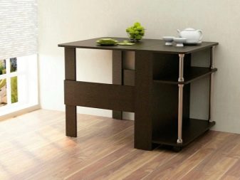 Столи-тумби для кухні (50 фото): кухонні моделі з висувними ящиками і полицями. Як підібрати стіл під раковину для маленької кімнати? Стіл для посуду 800х600х850 мм і інші моделі