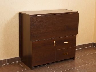 Столи-тумби для кухні (50 фото): кухонні моделі з висувними ящиками і полицями. Як підібрати стіл під раковину для маленької кімнати? Стіл для посуду 800х600х850 мм і інші моделі