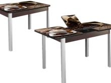 Столи з фотодруком на кухню (58 фото): скляні кухонні столи і розсувні овальні моделі з малюнком в інтер’єрі