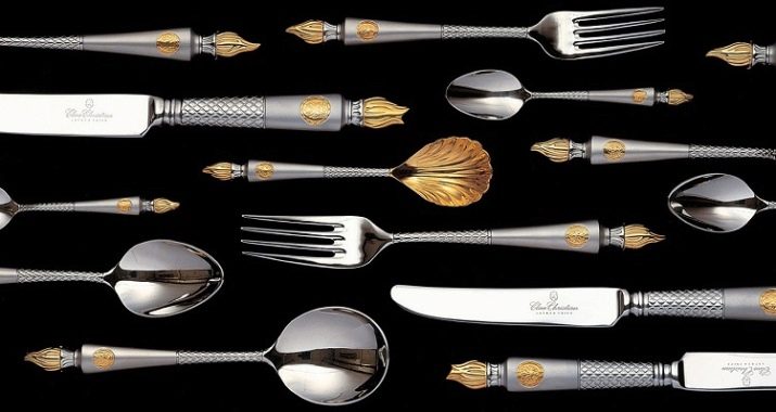 Столові прилади (43 фото): хороші елітні набори, гарні іменні варіанти з дерев’яними ручками, незвичайні золоті набори на 6 персон