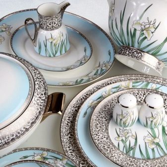Столовий сервіз (33 фото): обідній, чайний сервіз та інші види. Елітна красива біла посуд з порцеляни і набори для посудомийної машини