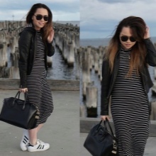 Сукня з кросівками (94 фото): як можна носити сукні з білими і іншого кольору кросівками, луки 2020 з вечірнім і чорним платтям