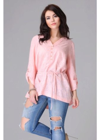 Трикотажні туніки (176 фото): фасони жіночих тунік з трикотажу, турецькі туніки, ошатні, домашні, з довгим рукавом