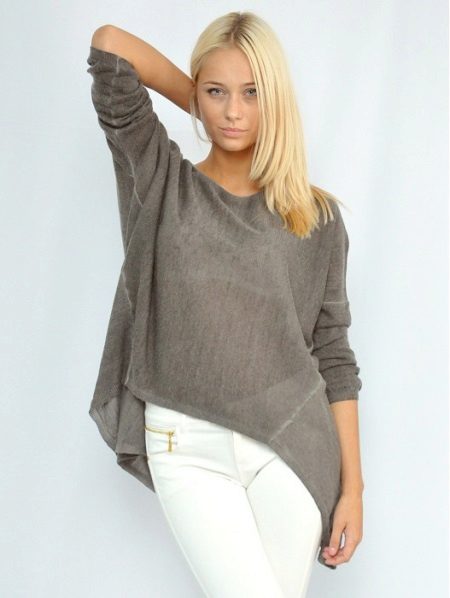 Трикотажні туніки (176 фото): фасони жіночих тунік з трикотажу, турецькі туніки, ошатні, домашні, з довгим рукавом