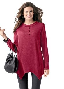 Трикотажні туніки (176 фото): фасони жіночих тунік з трикотажу, турецькі туніки, ошатні, домашні, з довгим рукавом