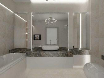 Ванна в стилі хай-тек (62 фото): дизайн маленької кімнати в однокімнатній квартирі, вибір меблів і сантехніки