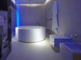Ванна в стилі хай-тек (62 фото): дизайн маленької кімнати в однокімнатній квартирі, вибір меблів і сантехніки