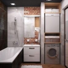 Варіанти дизайну ванної з пральною машиною в «хрущовці» (68 фото): оформлення кімнати з унітазом і без. Варіанти інтер’єру маленької ванної