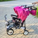 Велосипед для двійні: дитячий двомісний триколісний велосипед з ручкою для двійнят, моделі з двома кріслами для дітей різного віку