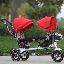 Велосипед для двійні: дитячий двомісний триколісний велосипед з ручкою для двійнят, моделі з двома кріслами для дітей різного віку