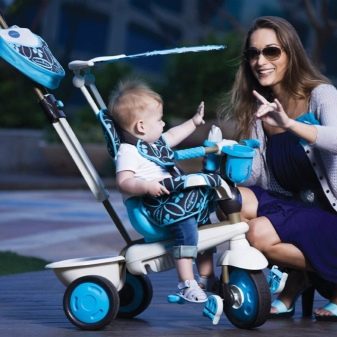 Велосипед-коляска для дитини (45 фото): вибір дитячих триколісних велоколясок від 1 року, огляд складних моделей прогулянкових