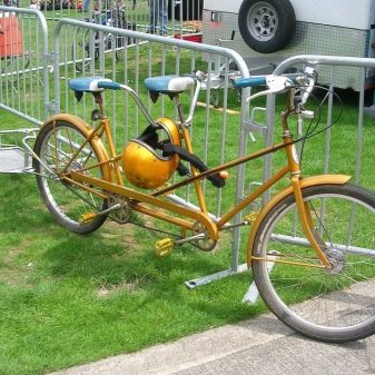 Велосипед-тандем (29 фото): як називається двомісний велосипед з двома сидіннями? Особливості трьох – та чотириколісних велотандемов