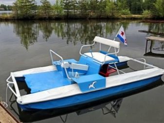Водні велосипеди (26 фото): катамарани з надувними понтонами, велосипеди Manta5 з підводними крилами, огляд моделей SAVA, «Янтар» та інших