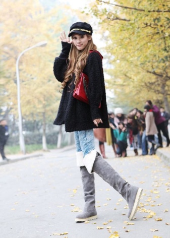 Замшеві чоботи без каблука (52 фото): з чим носити високі сірі і чорні довгі і короткі жіночі моделі із замші