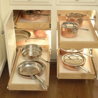 Зберігання сковорідок: вибір підставки. Опис органайзерів і тримачів для зберігання сковорідок на кухні