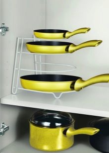 Зберігання сковорідок: вибір підставки. Опис органайзерів і тримачів для зберігання сковорідок на кухні