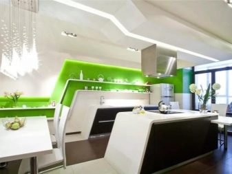 Зелена кухня (111 фото): кухонний гарнітур зеленого кольору в дизайні інтер’єру, вибір зелених шпалер, сіро-зелена і темно-зелена, чорно-зелена і зелено-коричнева кухні