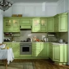 Зелена кухня (111 фото): кухонний гарнітур зеленого кольору в дизайні інтер’єру, вибір зелених шпалер, сіро-зелена і темно-зелена, чорно-зелена і зелено-коричнева кухні