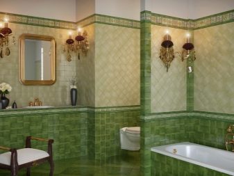 Зелена плитка для ванної (41 фото): керамічна і інша плитка темно – та світло-зеленого кольору у ванній кімнаті. Дизайн плитки на підлогу і стіни в зелених тонах