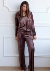 жіночі Велюрові спортивні костюми (95 фото): костюми великих розмірів з велюру, брендові та зі стразами, в чорному кольорі